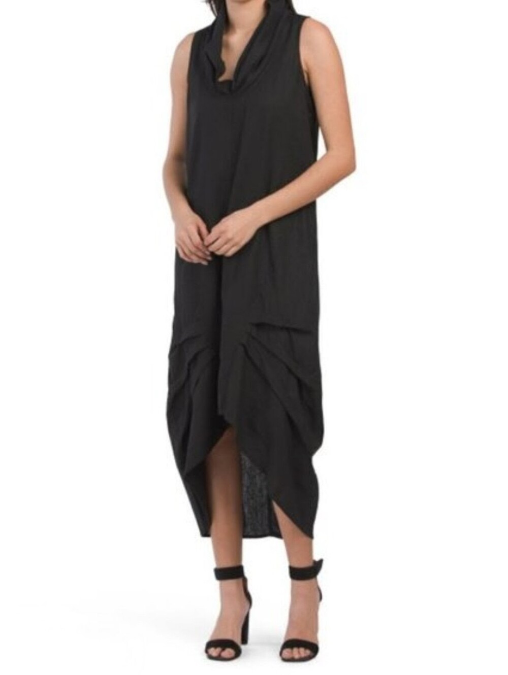 For Cynthia Linen Blend Cowl Neck Sleevless Lagenlook Midi Dress NWT Size M